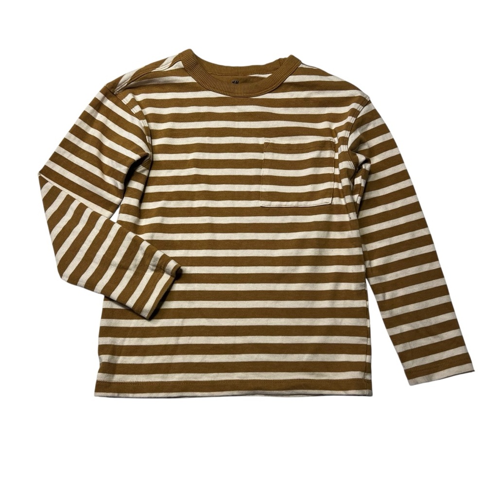 H&M Kids Brown and White Striped Long Sleeve Tee